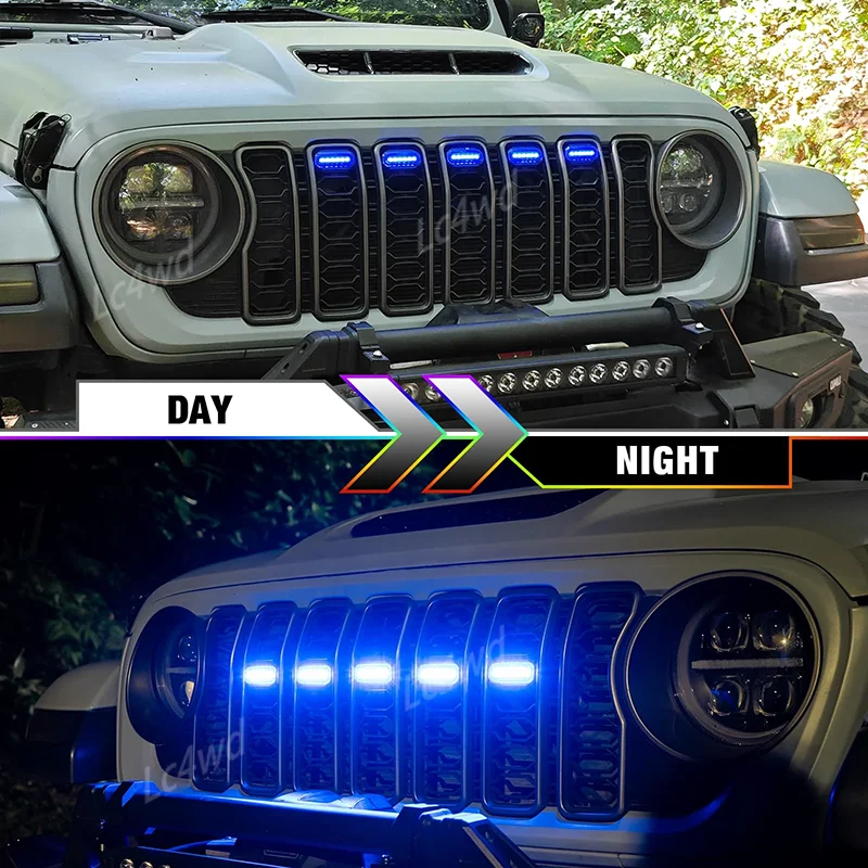 LC4WD 4x4 Exterior Accessories RGB LED Front Grille Lights For 2024-2025 Jeep Wrangler JL JLU & Gladiator JT Original Grille