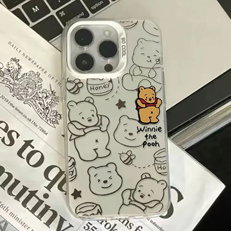 Cartoon Winnie Bear Pig Cute Case For Honor 90 Lite X9 X8 X9A X9B 70 50 200 Magic 4 5 6 Lite Colorful Silver PC Phone Case Cover