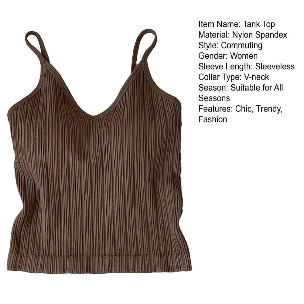 New V-neck Camisole Top Inside Wear Sleeveless Halter Undershirt One-piece Cup French Style Summer Padded Tops