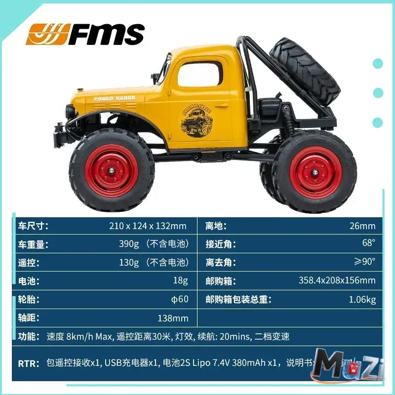 

FMS FXC24 POWER WAGON RTR 1:24 Rc Crawler Model Buggy Car 4wd Vehicle Truck For Sandland Desert Dirt Road For Boys Toys Gift