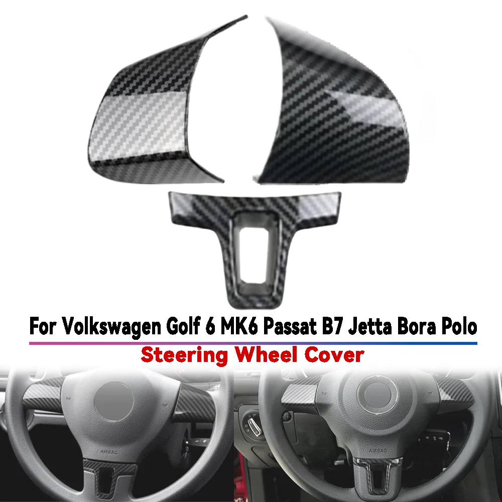 

Abs Carbon Fiber Plastic For Golf 6 MK6 Passat B7 Jetta Bora Polo Car Steering Wheel Cover Car Accessorie Interior Decorate