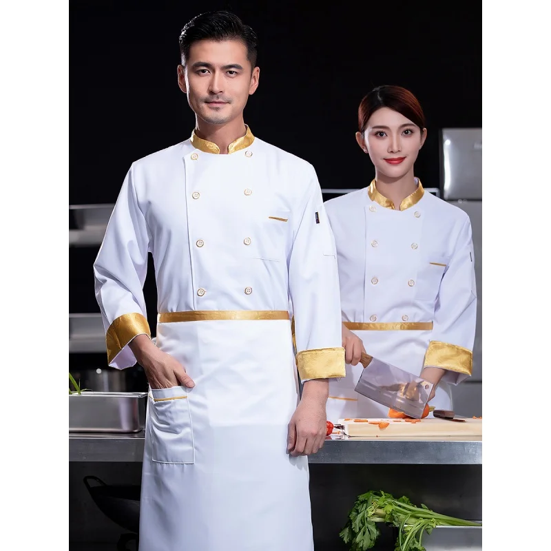 Hotel Chef Overalls Long-Sleeved Dining Restaurant Restaurant Hot Pot Restaurant Kitchen Chef Chef Clothes Autumn and Winter