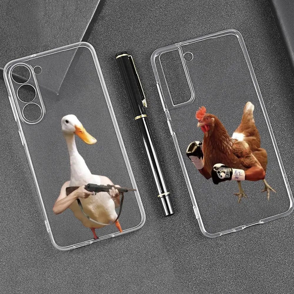 Funny Fighting Duck Chicken Phone Case For Samsung Galaxy  S26 Ultra S25 FE S24 S23 S22 Plus S25 Edge S21 transparent soft Cover