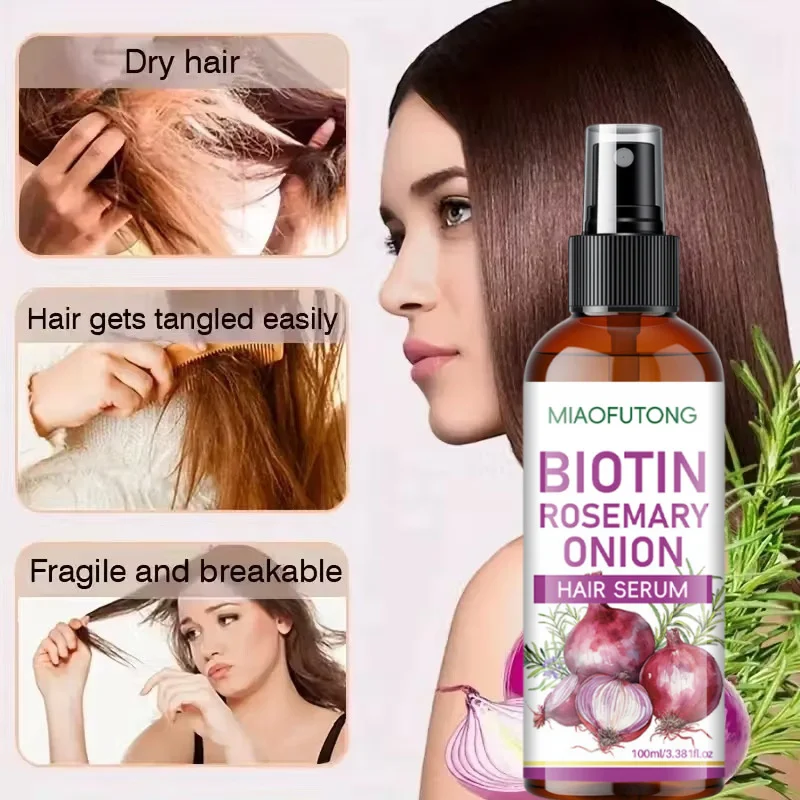 البيوتين روزماري البصل مصل الشعر رذاذ زيت نمو الشعر ترقق علاج تساقط الشعر منتجات النمو السريع العناية بالجمال امرأة 100 مللي