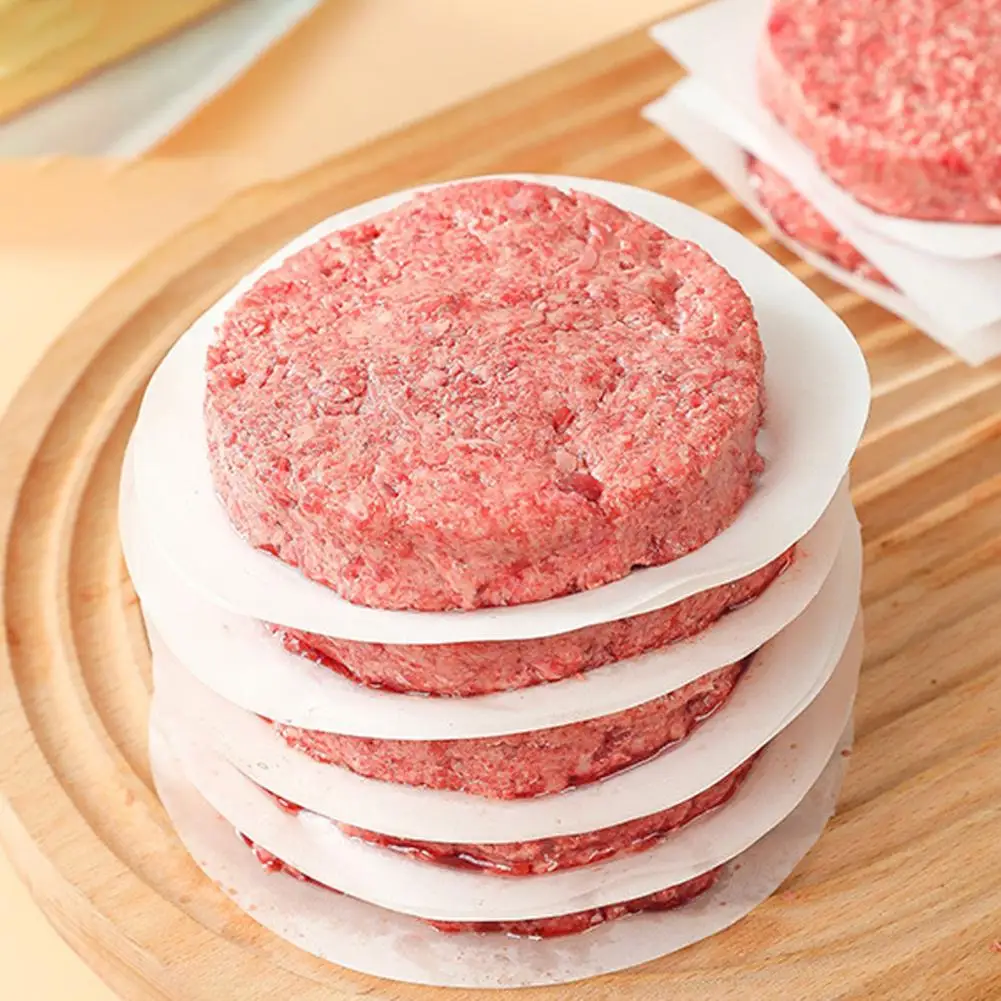 Non-stick Patty Paper Microwave Safe Wax Paper Non-stick Hamburger Patty Paper 100 Round Wax Parchment Sheets for Burger Press