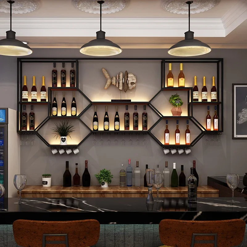 

Showcase Display Wine Cabinet Black Steel Wall Mount Living Room Wine Cabinet Counter Wohnung Bar Schrank Storage Furniture