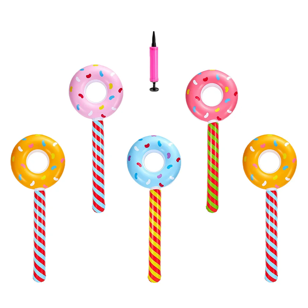 

5 Pcs Toy Donut Theme Party Decorations Inflatable Candy Themed Birthday Pvc Pool Supplies