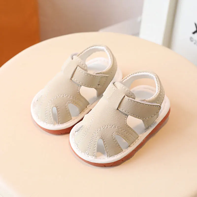 

With Sound 0-2 Years Baby Sandals Summer Toddler Boy Girl Beach Shoes Newborn Infant First Walkers Close Toed Sandals For Baby