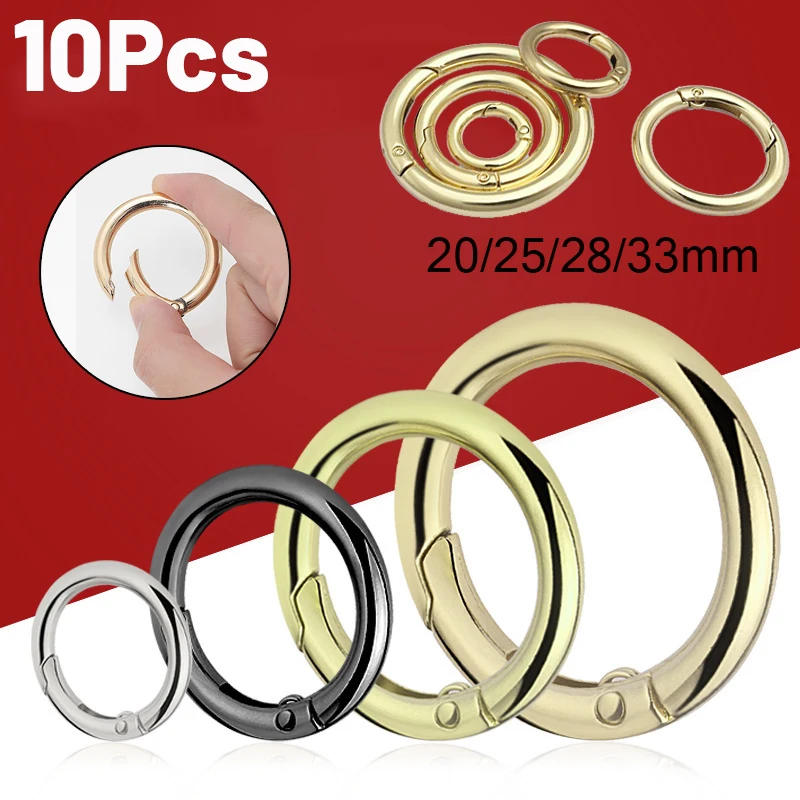 

10Pcs Metal O Ring Spring Clasps for DIY Jewelry Openable Round Carabiner Keychain Bag Clips Hook Dog Chain Buckles Connector