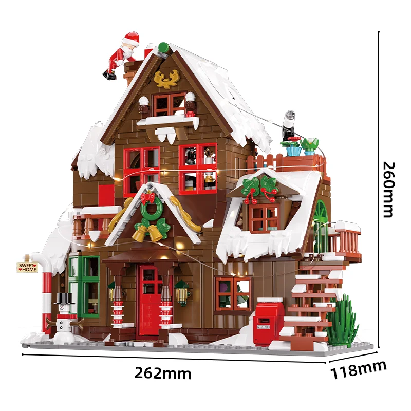 

Christmas snow house model assembly home toy ornament educational toy building blocks set Christmas gift birthday present