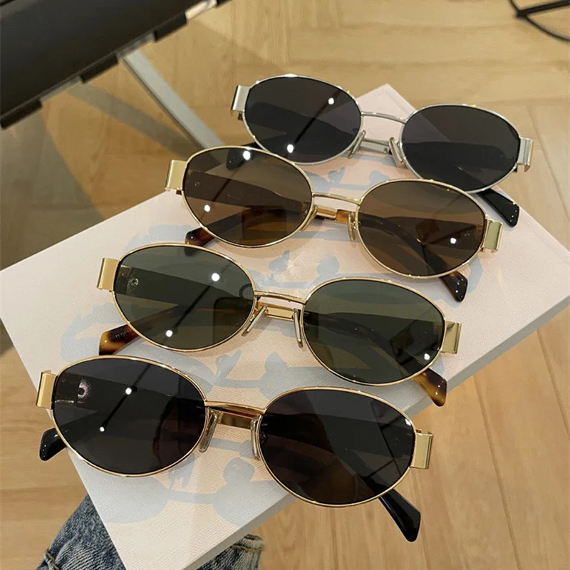 Retro Steampunk Sun Protection Sunglasses Vintage New Women's Metal Oval Sunglasses Ladies Classic UV400 Sunscreen Eyewear