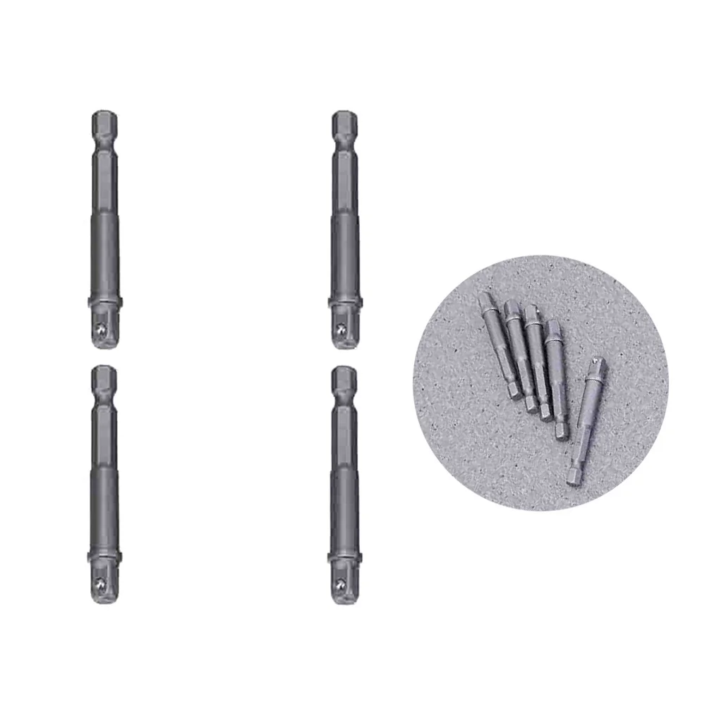 

4pcs 1/4 Inch 6.35Mm Hexagonal Handle Square Head Socket Extension Bar Ball Bearing Design For Electric Drill Power Tools Wrench