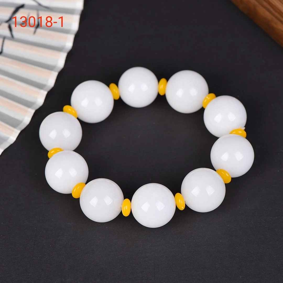 

Большие браслеты из натурального нефрита с белым нефритом для мужчин и женщин, ювелирные изделия из натурального китайского нефрита Хэтянь, браслет с большими бусинами, каменные браслеты