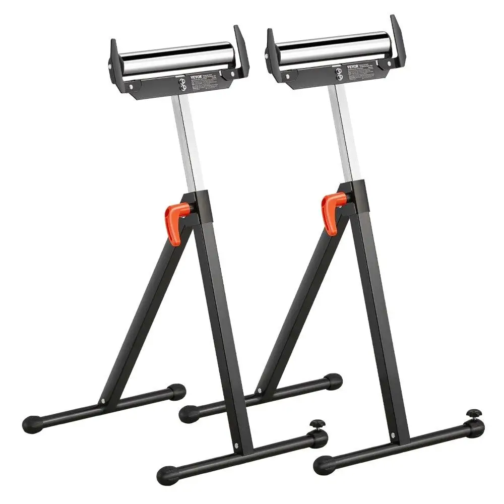 

2 Piece Adjustable Height Roller Stands Max Load 250LB for woodworking 27 to 43 inches