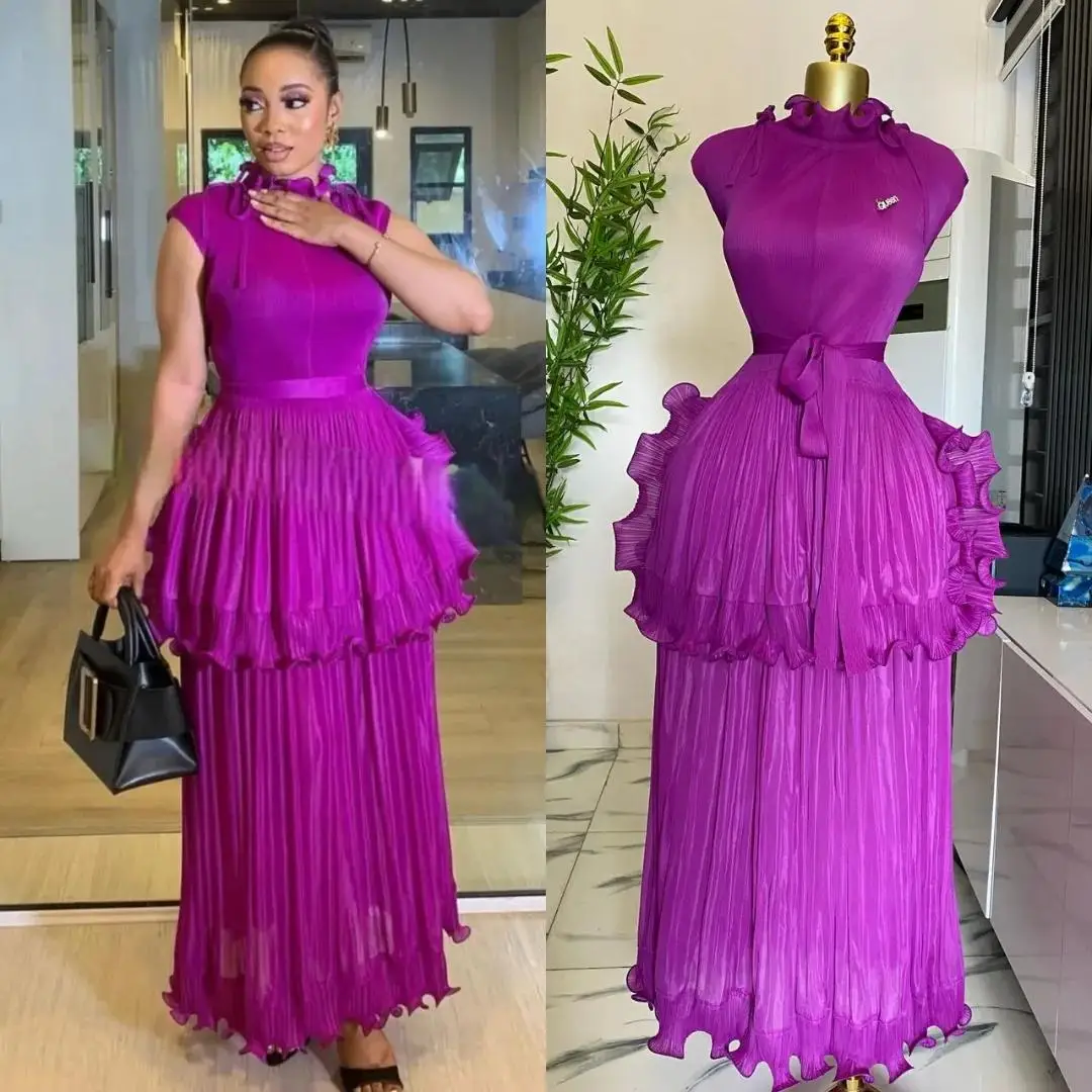 EGRM 2025 Zomer Nieuwe Geplooide Jurk vrouwen Solid Mouwloze Ruches Kanten Onderkant Rok met Riem Mode Vrouwelijke Jurken 9R5618