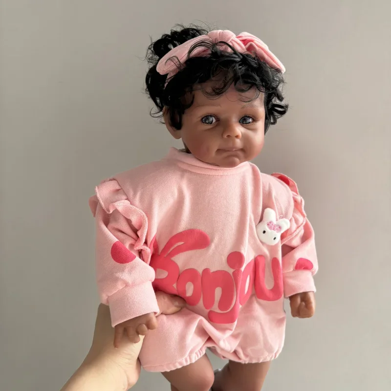 NPK 50 سنتيمتر بيبي دمية تولد من جديد الطفل باللون الأسود فتاة دمية الوليد حجم عالية الجودة تحصيل الفن دمية