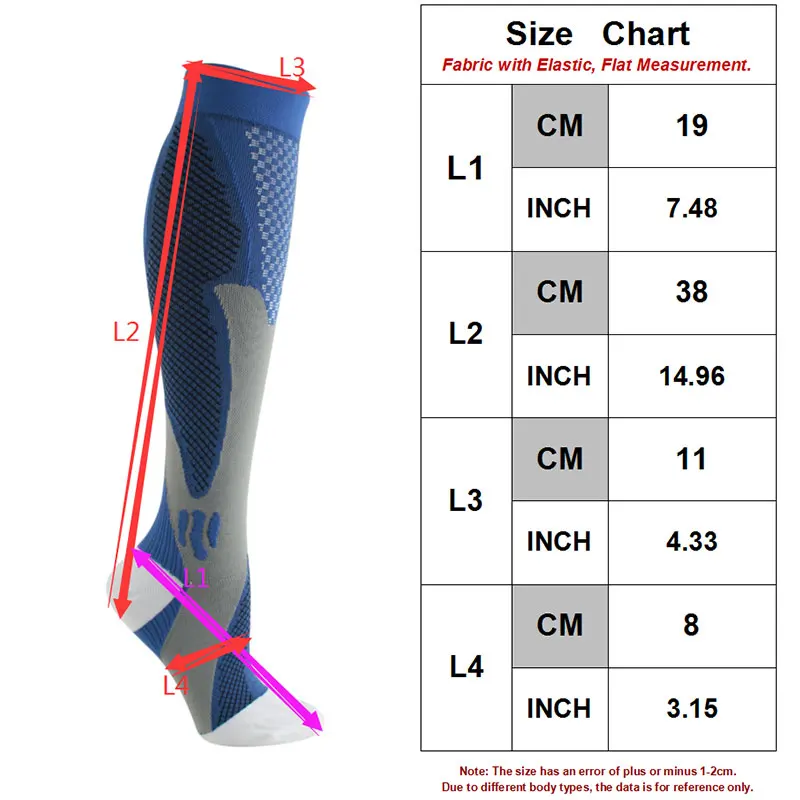 Chaussettes de compression médicales pour hommes et femmes, chaussettes de sport pour infirmières, idéales pour la course, le vol, le voyage, le cyclisme