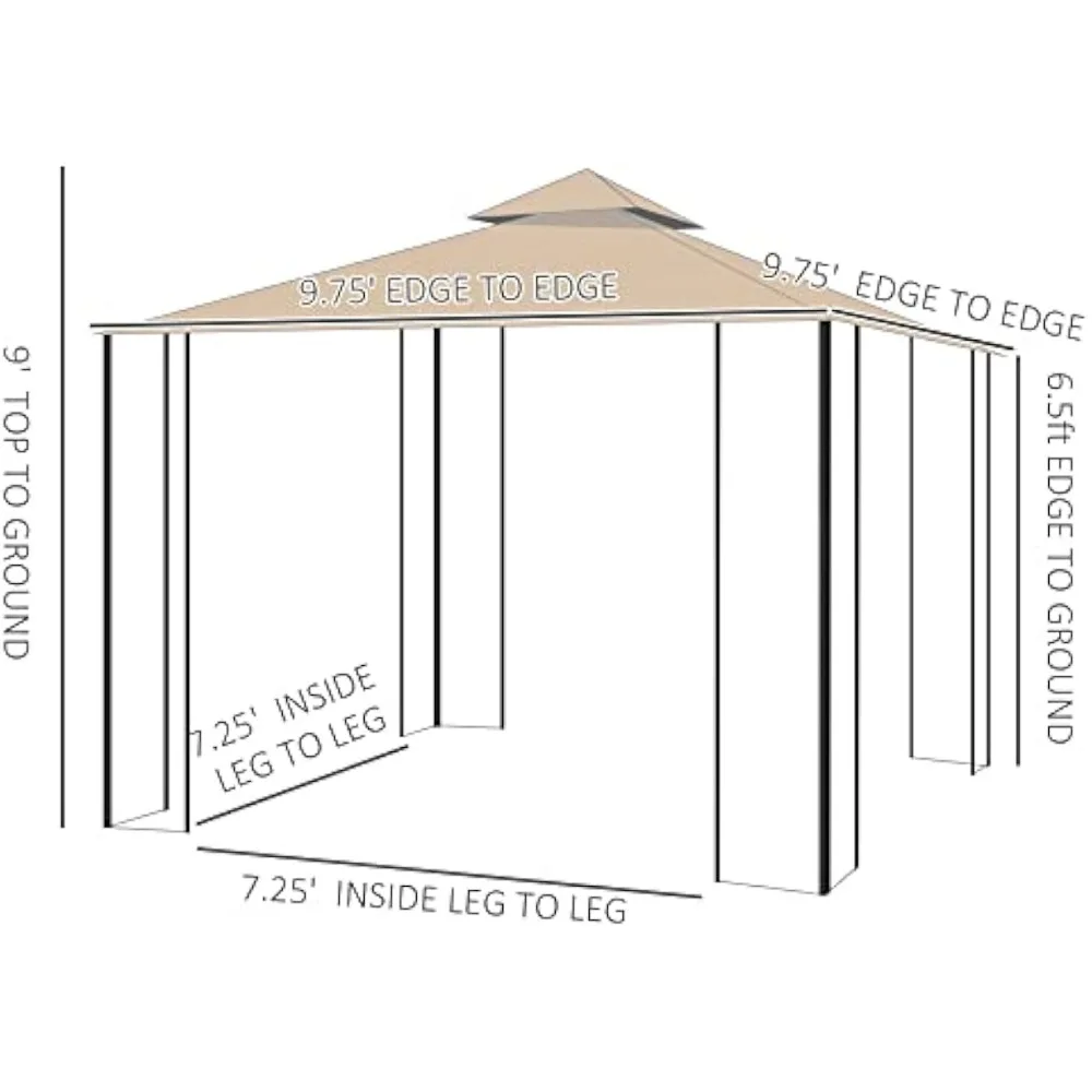 10'x 10 'Tuinhuisje Met Hoekplanken, Buitentuinhuisje Met Overkapping Met Gaas En Geventileerd Dak, Voor Tuin, Gazon