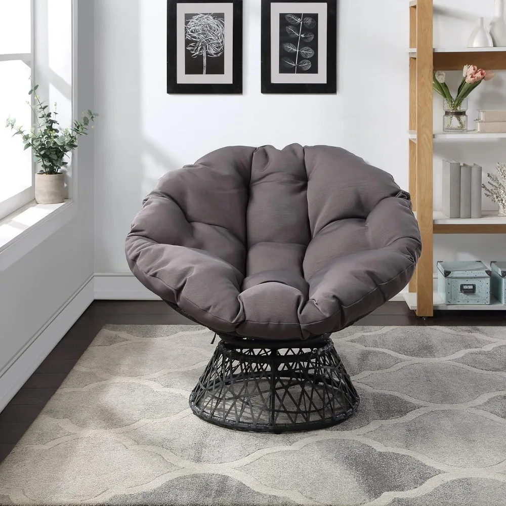 Chair with 360-Degree Swivel, Grey Frame with Grey Cushion