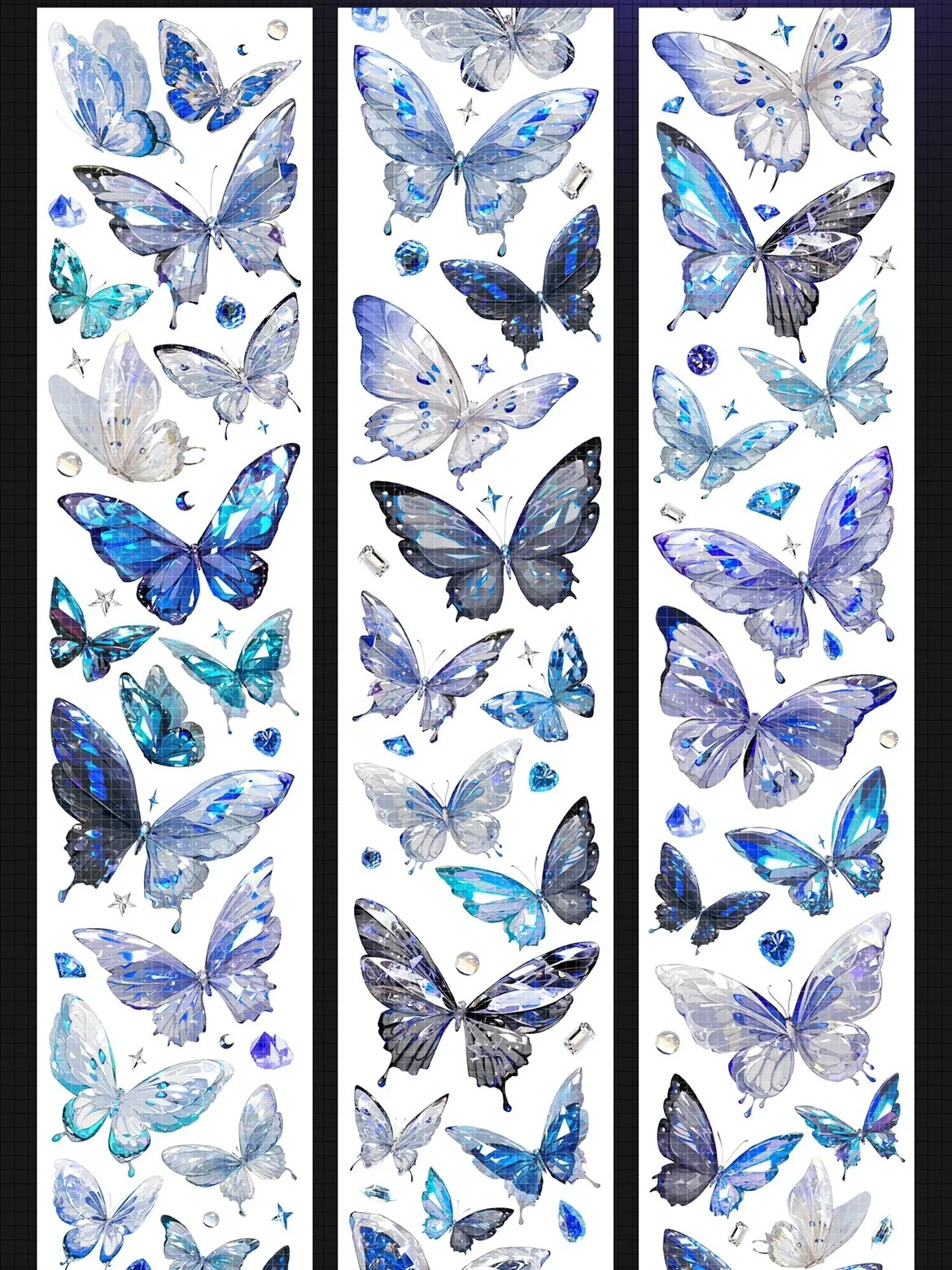 Flower [Watercolor Butterfly Versatile Retro Watercolor Butterfly Shell Light Die Cut Handbook Butterfly Washi Pet Tape New