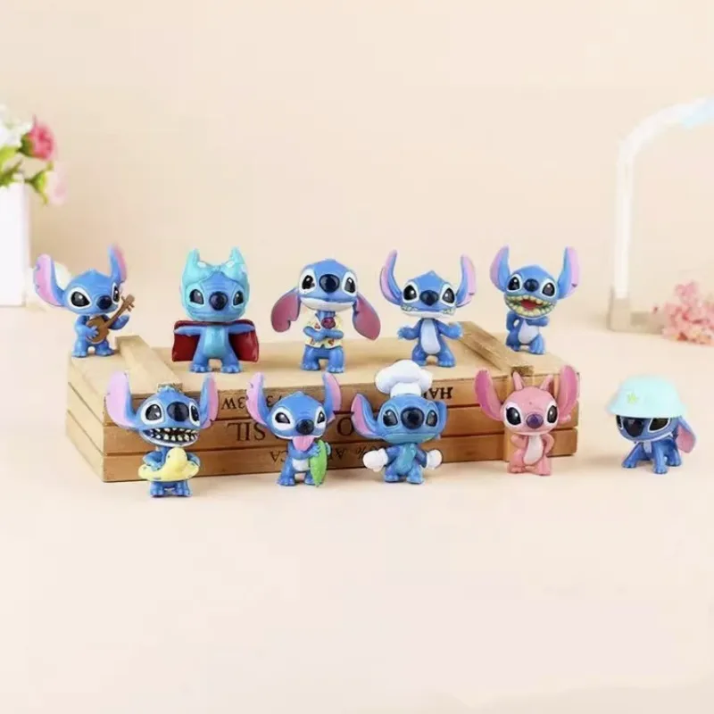 10 شخصيات وزخارف صغيرة من ليلو آند ستيتش دمى لعبة عصرية كرتونية إبداعية عصرية ورائعة لتزيين السيارات