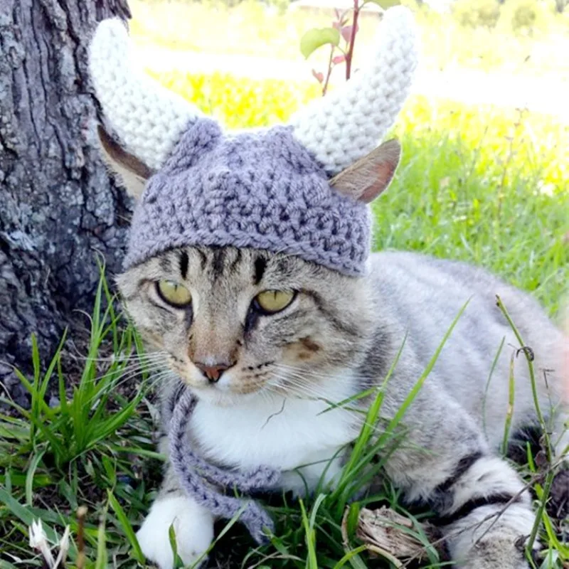 Ręcznie robiona czapka dla zwierząt Viking Pirate Horn Czapka dla psa Akcesoria Zabawne kreatywne nakrycie głowy dla kota Zdjęcie zwierząt Prezent urodzinowy