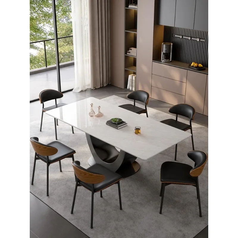 Natural Kari ice jade luxury stone high-end dining table, modern simple marble dining table