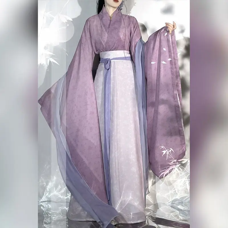 Hanfu Donna Taglie Forti Antico Cinese Tradizionale Hanfu Set Costume Cosplay Femminile Vestito da Festa Estate Danza Hanfu Abito Viola