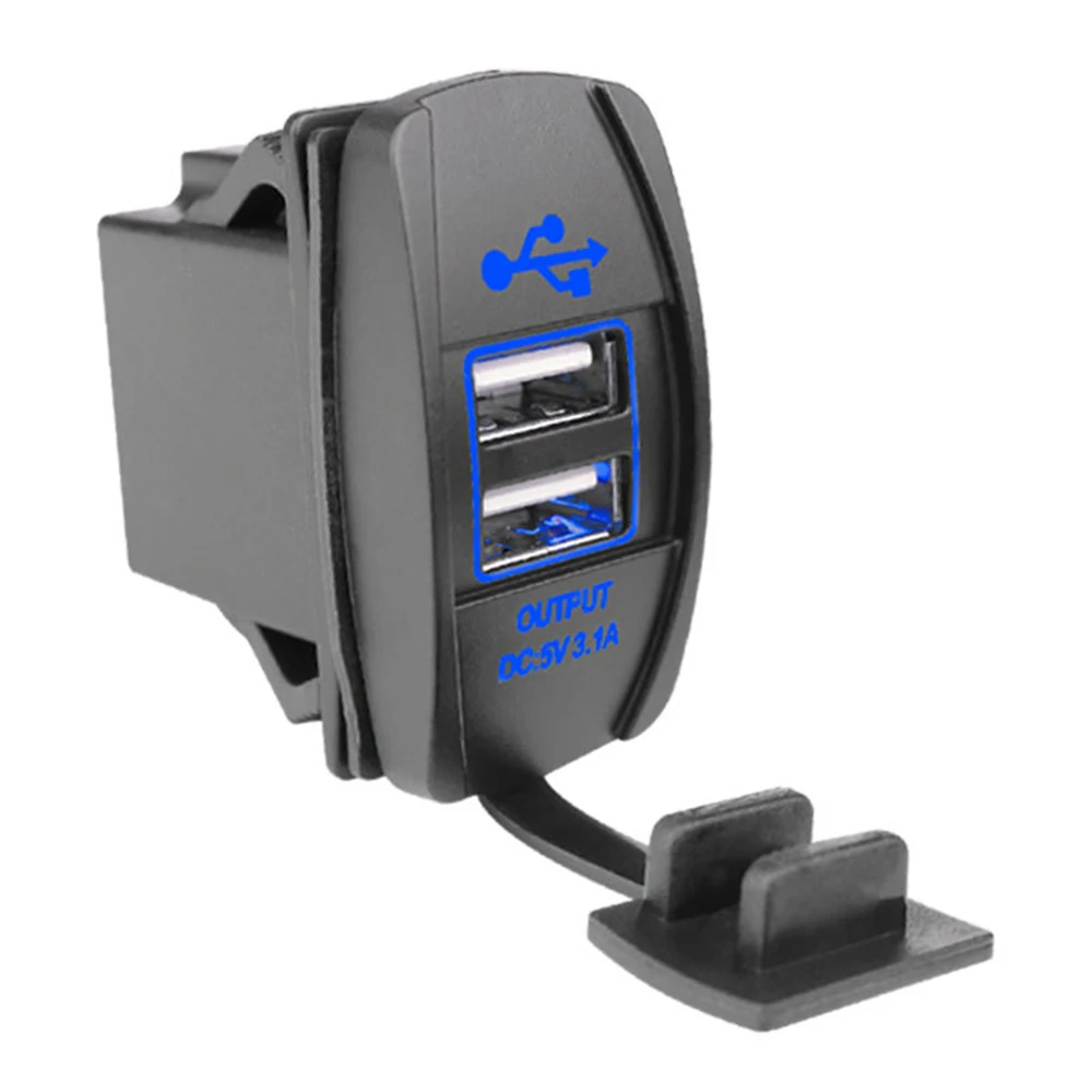 

USB-разъем для автомобильного зарядного устройства 12-24 В 3,1 А, двойная розетка для зарядного устройства USB для автомобиля, мотоцикла, квадроцикла, лодки, адаптер прикуривателя