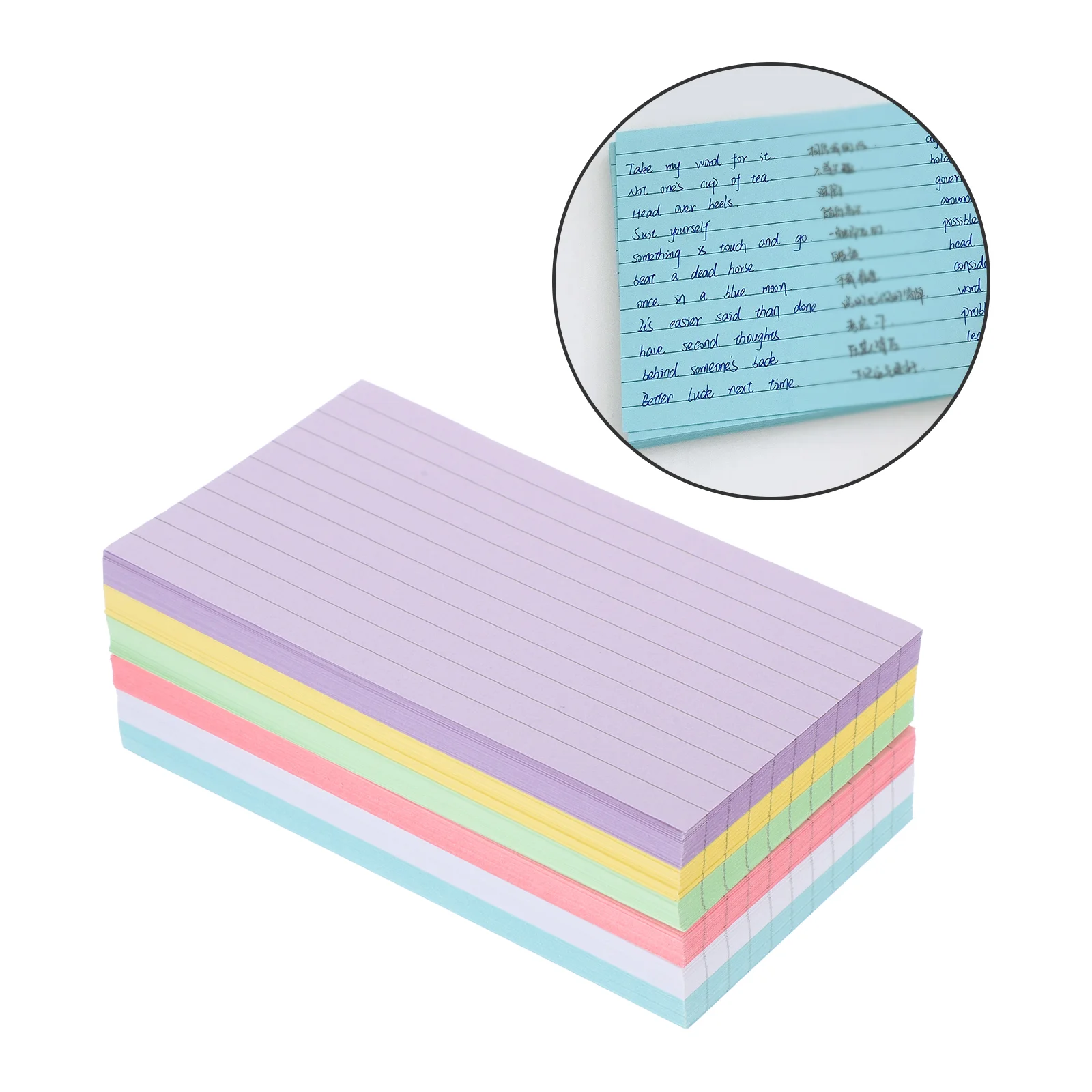 

300 Sheets Index Cards Colored Memory Flashcards Colorful Blank Note Make Your Own Office