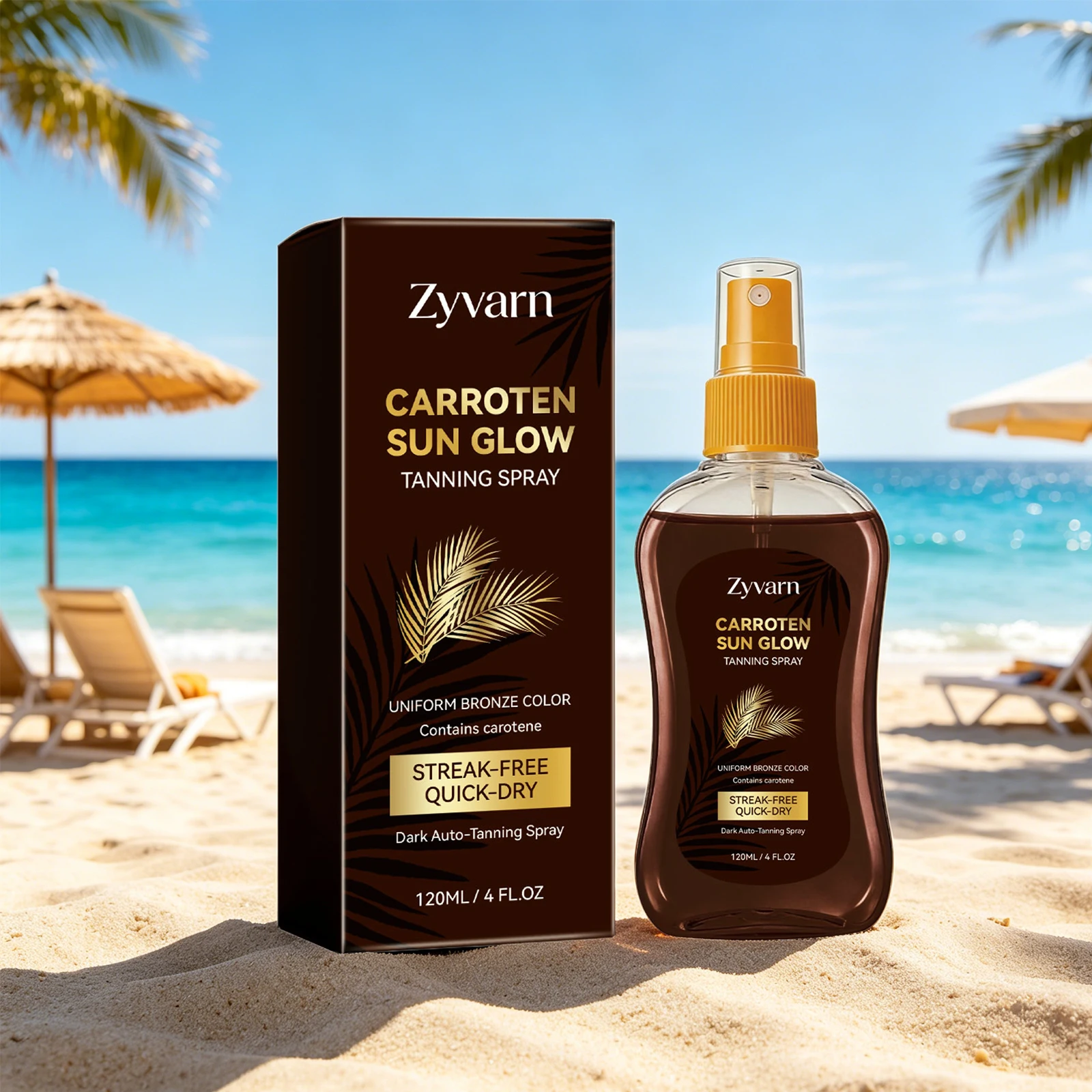 Carrot Tanning Spray Free Sunless Self Tanner Mist Natural Bronze Long-Lasting Bronzer Nourishing Body Face Daily Skin Care