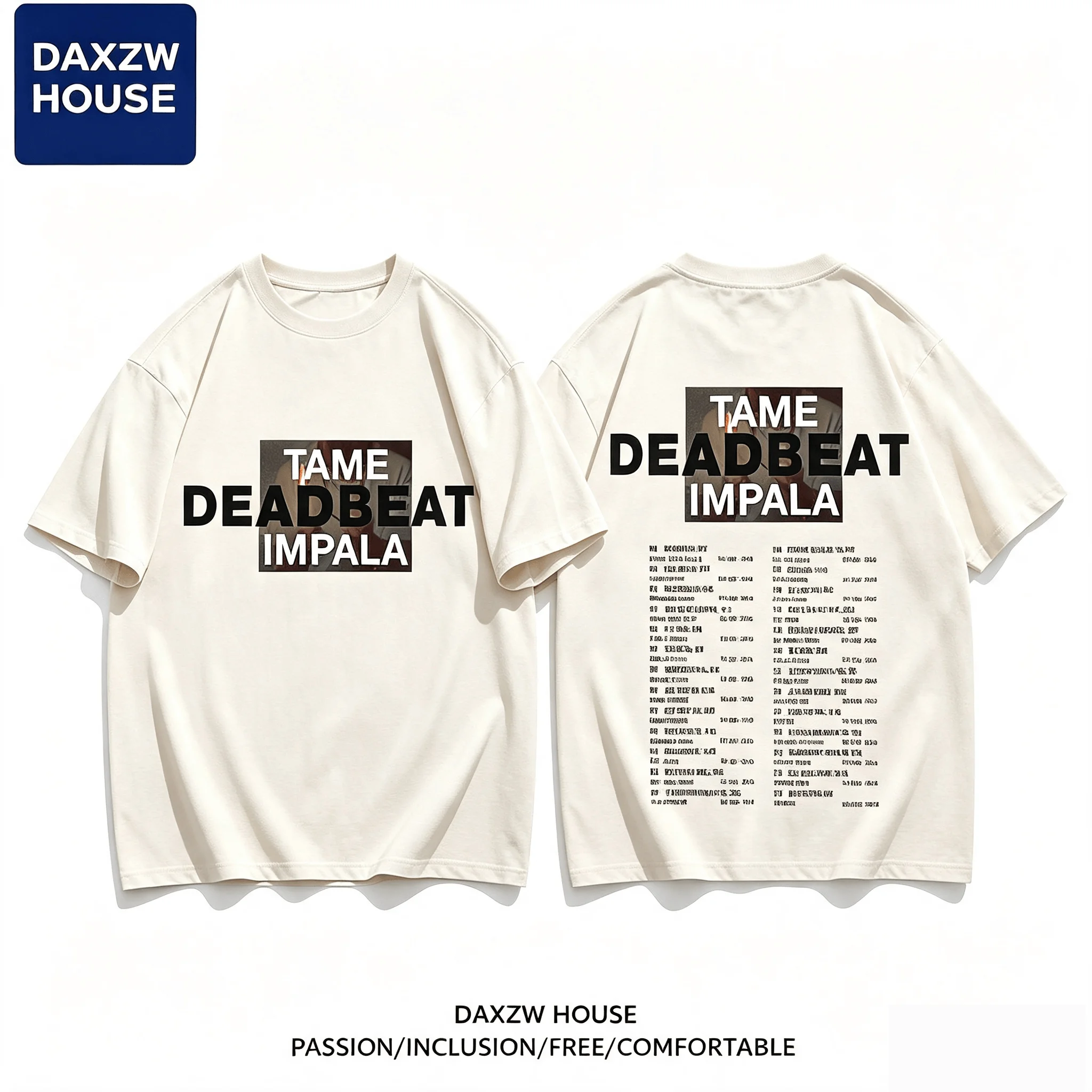 2026 Merch Tame Impala Deadbeat Tour T-shirts Vintage Pure Cotton Double-Side Fans Short Sleeve Aesthetic TShirts Clothes Tops