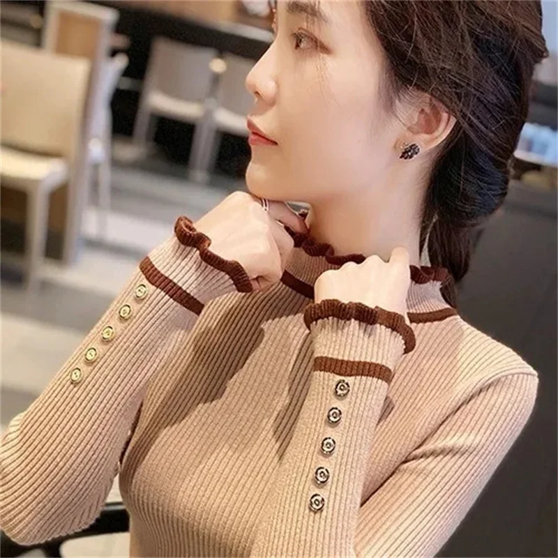 2025 Autunno Inverno Donna Maglione Dolcevita Pullover allentato Maglia morbida Maglioni Casual Ufficio Maglioni Lavorato a maglia Femme Pull Femme