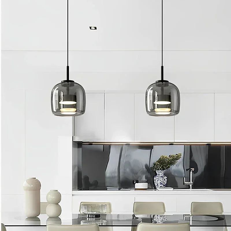 Vidro moderno LED Pendant Light, Suspensão nórdica, Lustre de sala de jantar, Restaurante, Cozinha, Quarto, Abajur suspenso