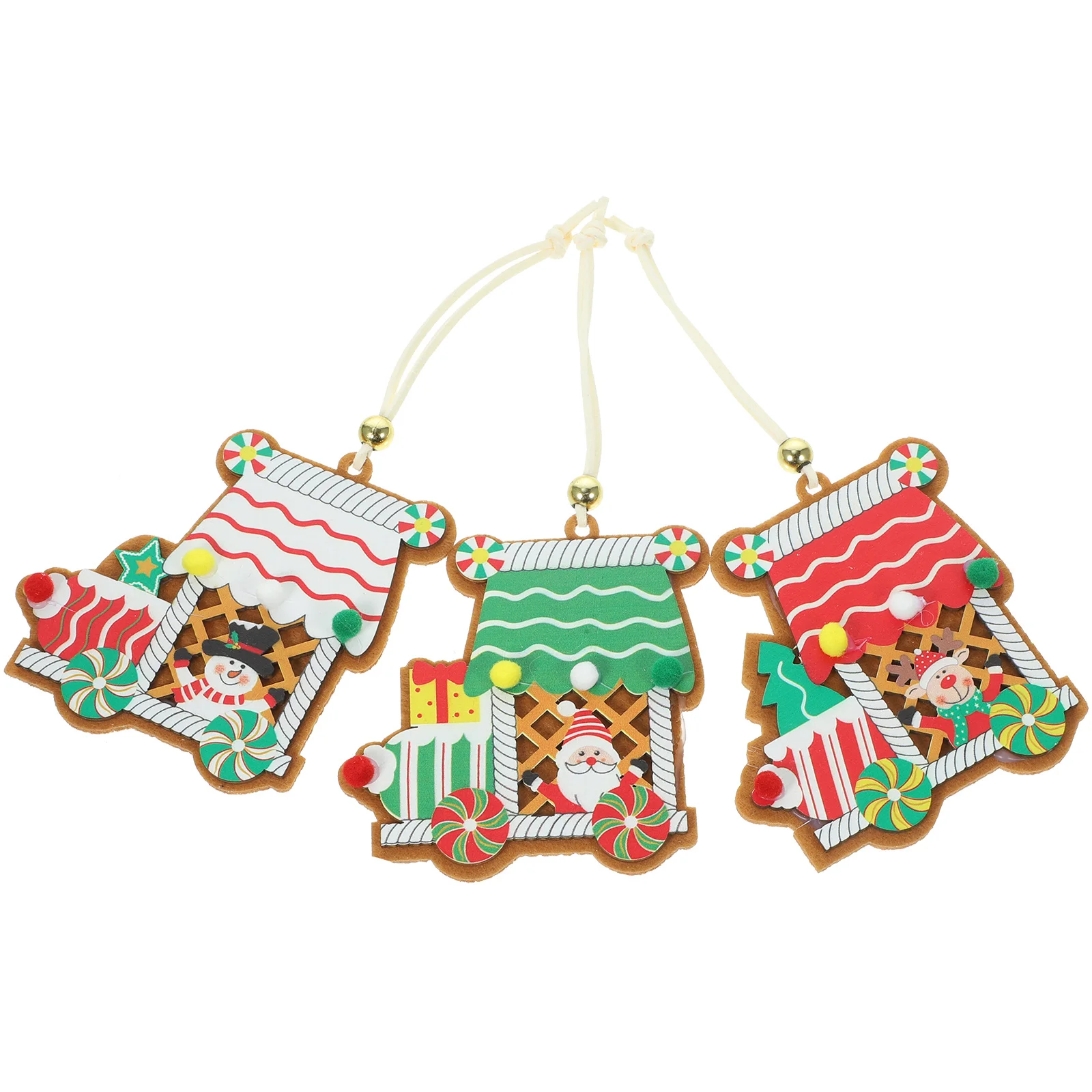 

3pcs Christmas Hanging House Ornament Wooden Tree Pendant Decor Supply Sturdy Long Lasting Festive Holiday Decoration