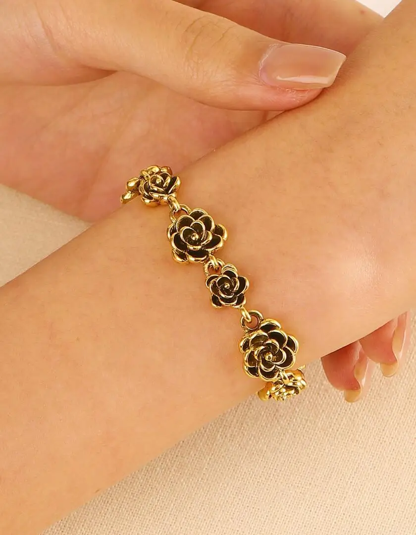 1 قطعة سلسلة زهرة لطيفة أساور للنساء الذهب والفضة ColorLink معصمه أساور عيد الميلاد هدايا عيد الميلاد مجوهرات F1954