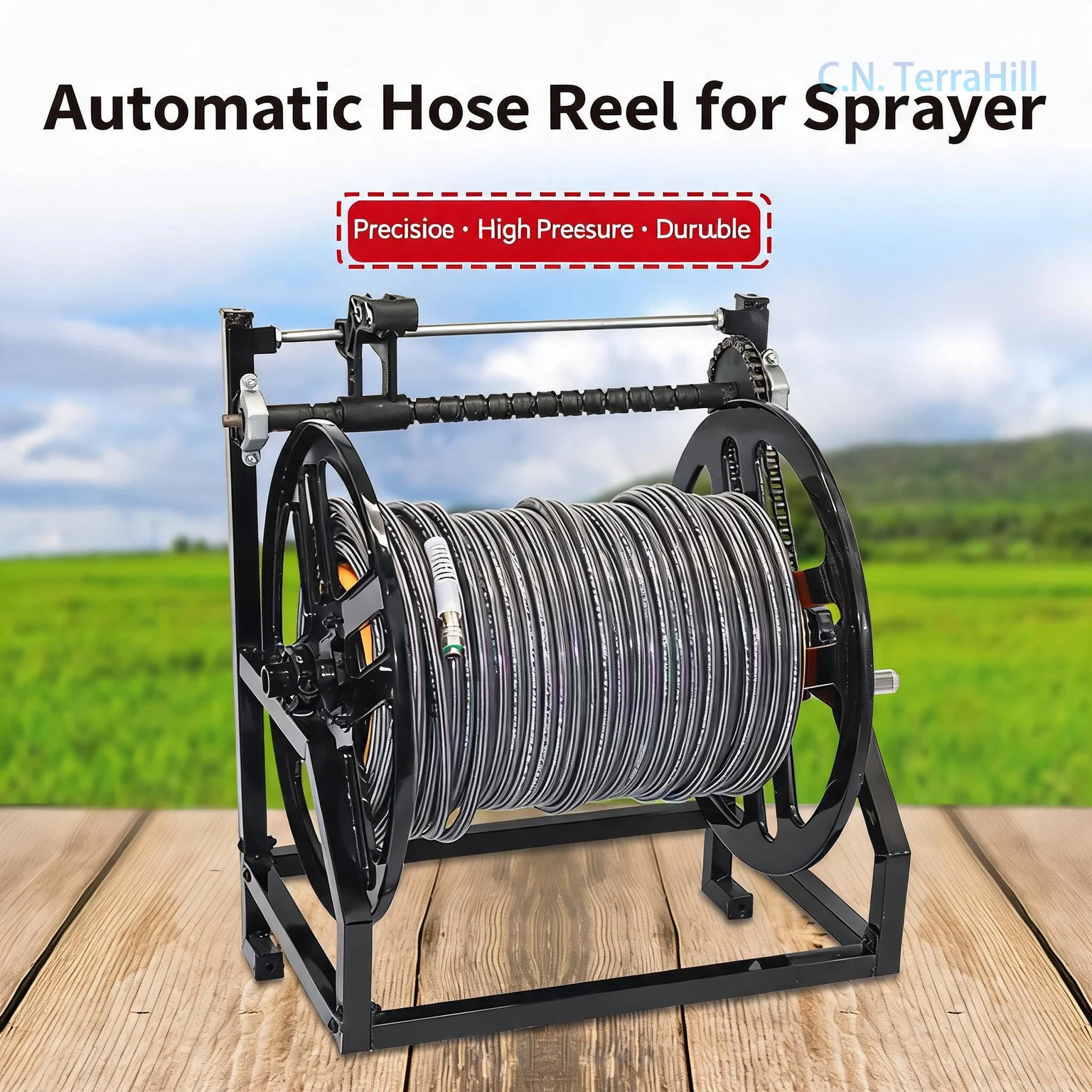 Electric Hose Reel Wall Mount Water Hose Storage Rack Hand Crank Hose Winder for Agricultural Sprayer