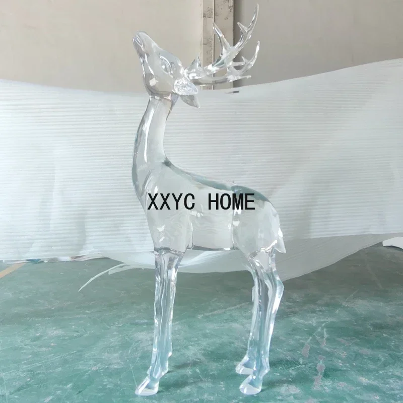 Modern Garden Square Decoration Transparent Resin Deer Decoration Hotel Club Lobby Floor Sculpture