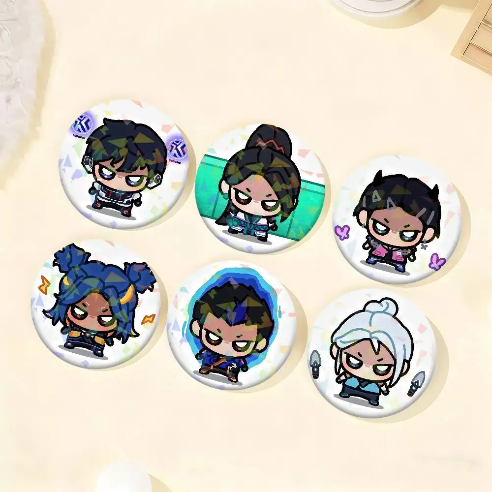 Juego de pines de la versión Q de Jett de V-VALORANT, broche de cumpleaños, regalo, accesorio para mochila, ropa, decoración, insignia, cristal brillante