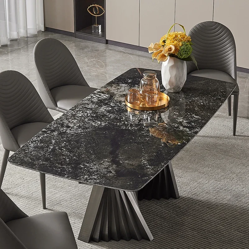 

Italian light extravagant slate table chair combination negotiation simple household