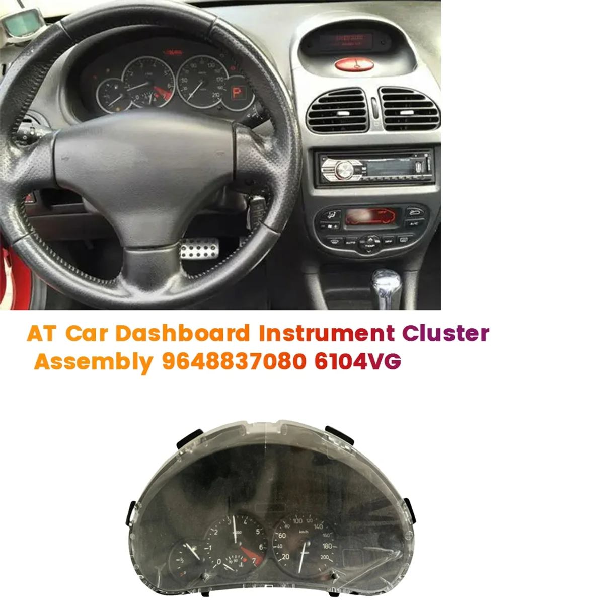 AT Car Dashboard Instrument Cluster Assembly 9648837080 6104VG for 206 2005-2008 Instrument Meter Dash Board