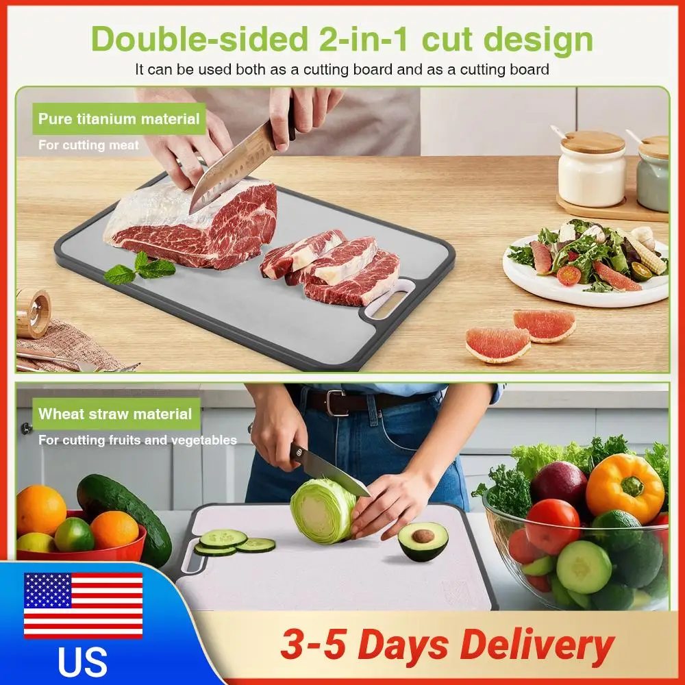 

Двусторонняя разделочная доска с закругленными краями, многоразовая, утолщенная, стальная, многофункциональная кухонная утварь