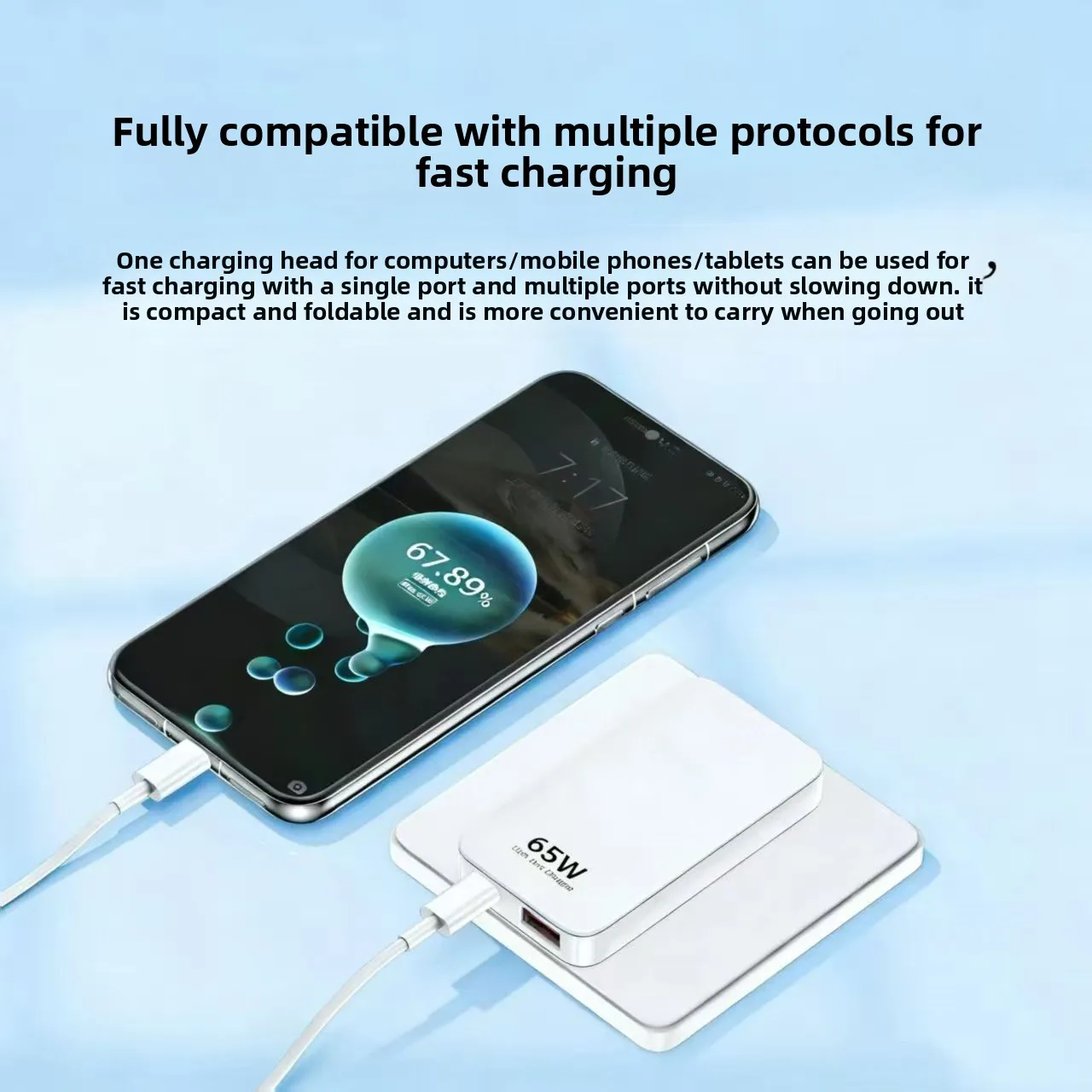 65W GaN Charger USB Type C Quick Charge 3.0 Fast Charger for iPhone 16 15 Xiaomi Samsung ipad Macbook Tablet PD Charger
