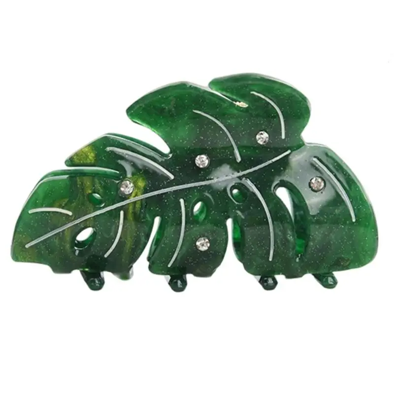 

A52E Заколка для волос в форме листа со стразами, имитация ацетатной заколки, стильный головной убор, заколки