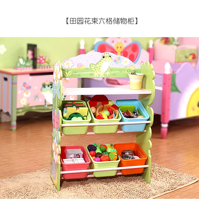 Bookshelf Picture Book Rack Children's Toys Storage Locker Furniture Kindergarten Pink