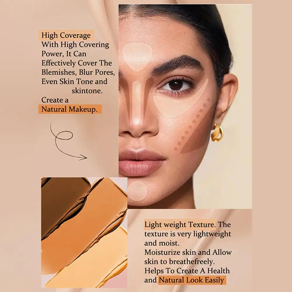 3-Color Matte Liquid Concealer Set for Eyes, Naturally Lightweight, Sweat-Proof, Fade-Free Coverup Makeup, Multi-Purpose Smooth
