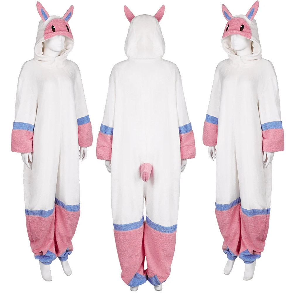 Melpaca Cosplay Unisex Pluche Pyjama Anime Game Pal Cosplay Wereld Roleplay Sleepsuits Jumpsuit Kostuum Vrouwen Mannen Halloween Pakken