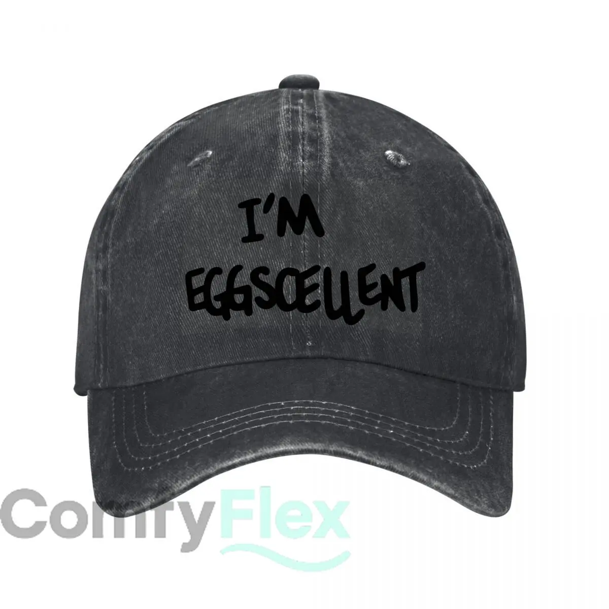 Im Eggcellent Positive Typography Lettering Design New Vintage Washed Cotton Baseball Cap Sun Hats