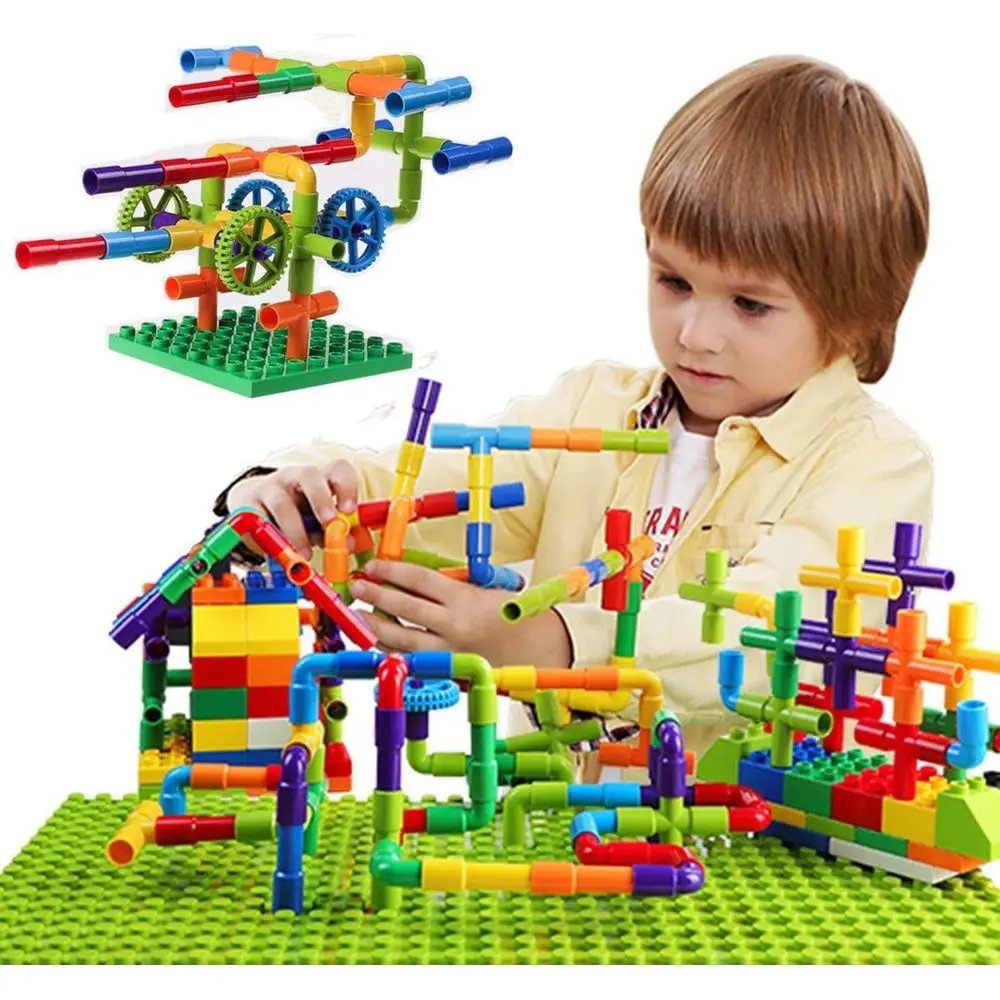 Set di apprendimento STEM: serrature a tubo ad incastro da 426 pezzi con ruote per bambini dai 3 anni in su