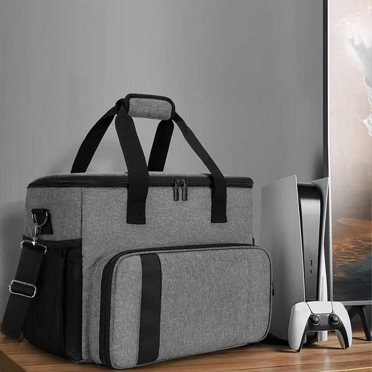 A14G Game Console Bag for Controller Travel Carrying Case Storage Backpack Hard Shell Protective Handbag Multiple Pockets
